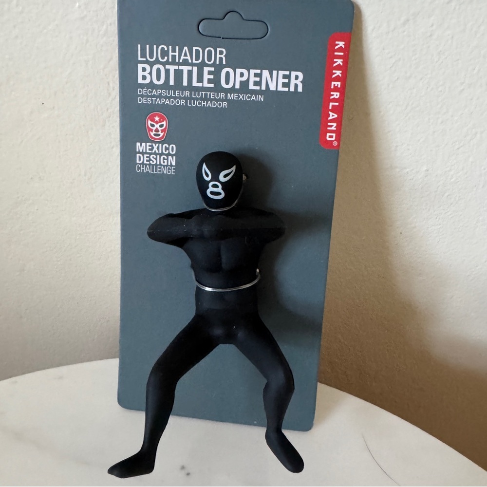NWT Kikkerland Black Luchador Bottle Opener